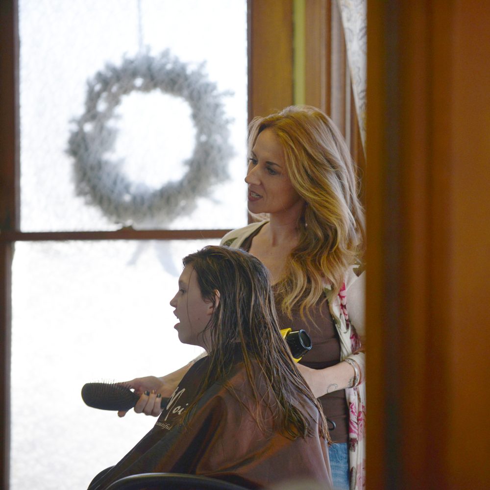 Soft window light in the salon