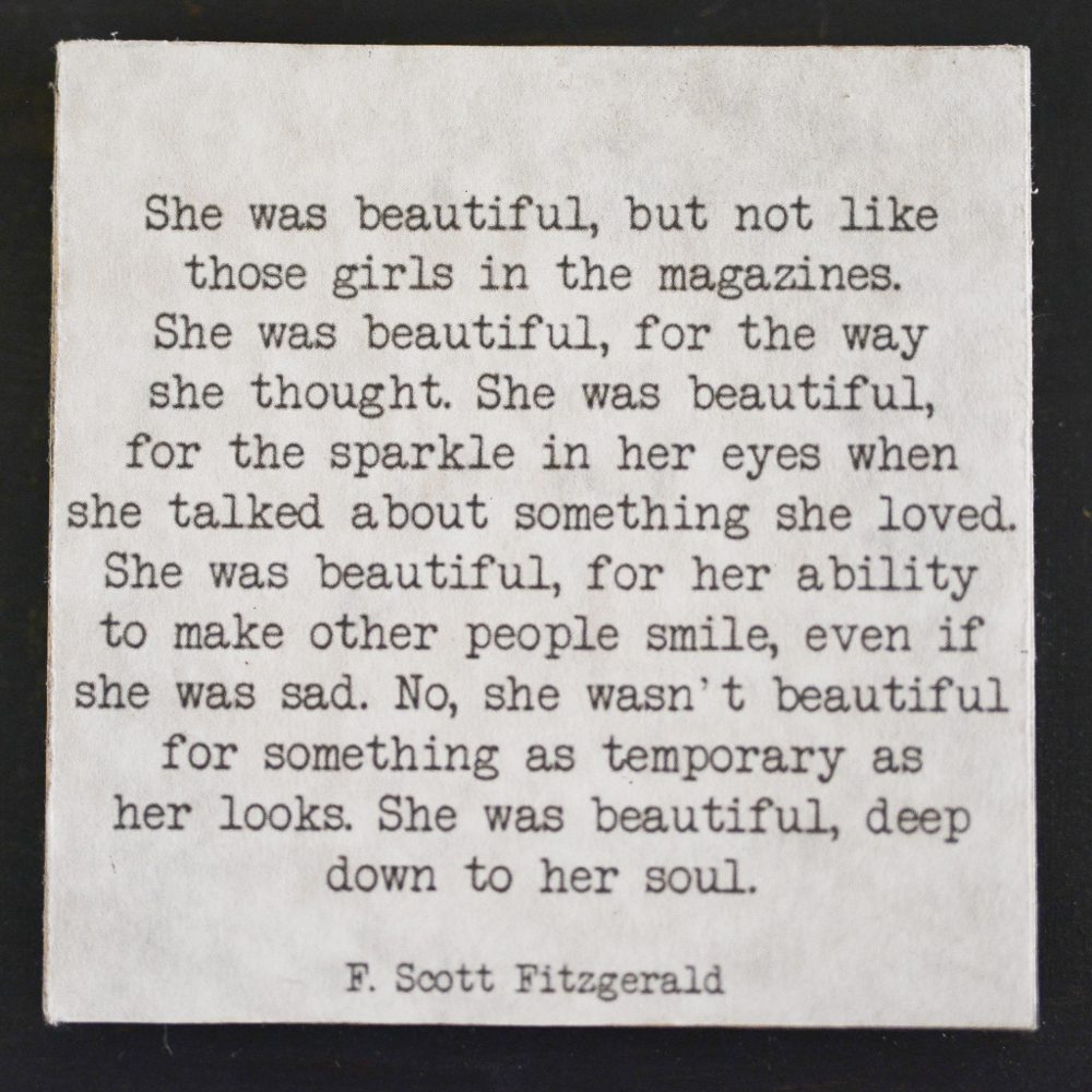 A framed F. Scott Fitzgerald quote